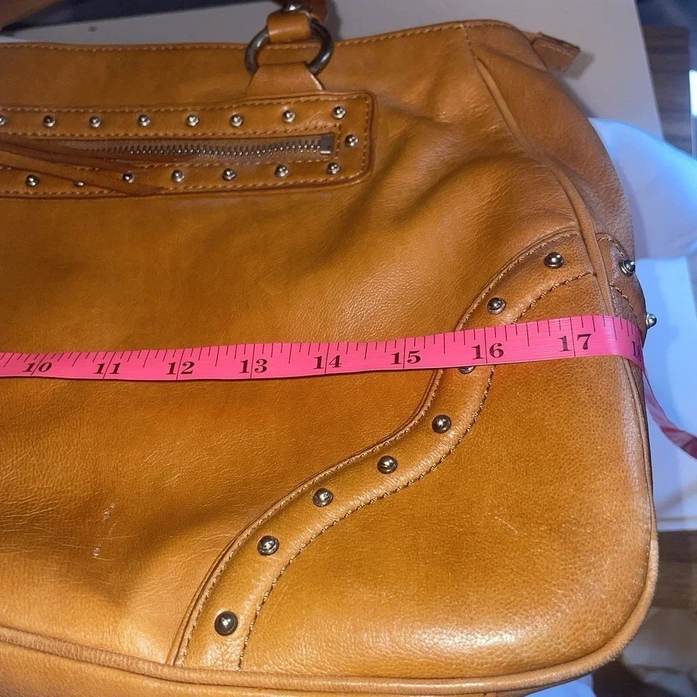 Michael Michael Kors Women's Brown Tan Leather Studded Work Bag Purse Handbag